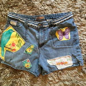 Faded Glory Jean Shorts Upcycled Bling Size 14